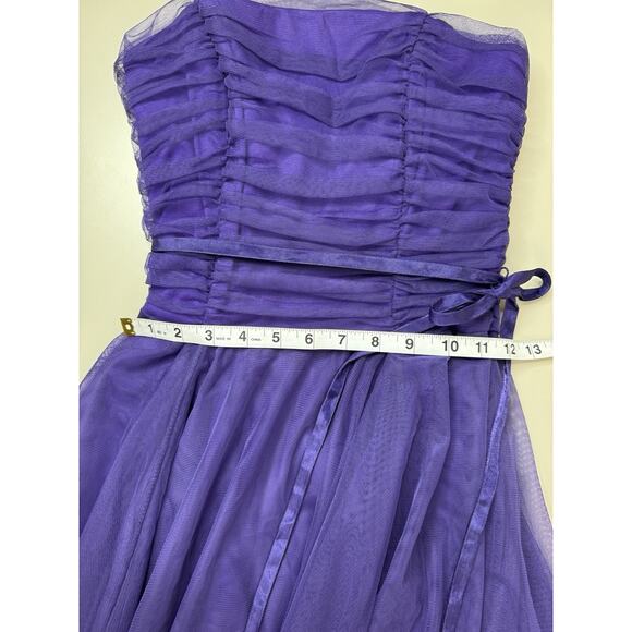 Vintage Y2K Asymmetrical Tulle Satin Trim Dress Womens 7/8 Fairy Whimsigoth HOCO - Picture 9 of 16